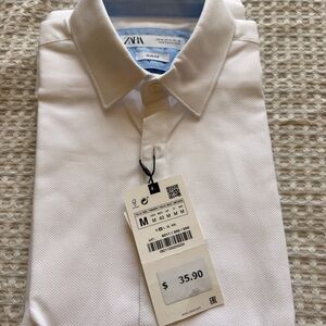 Zara Men's textured White Dress Shirt, size slim fit medium